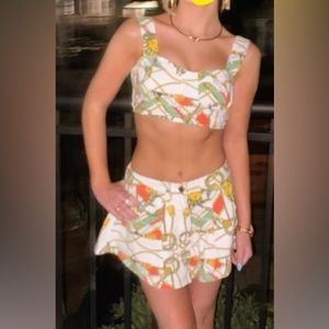 Missguided Denim Short Set Bra Top High Rise 0